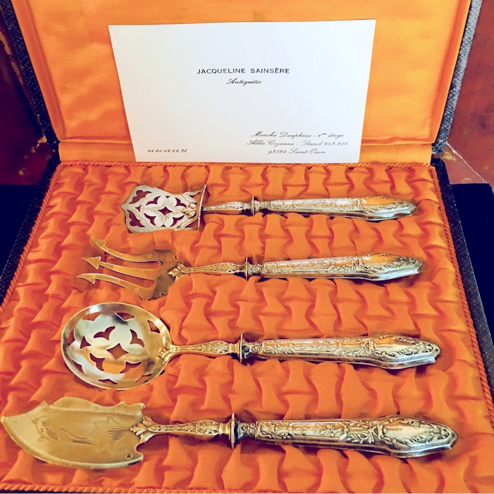Silver Antique server set in original box
